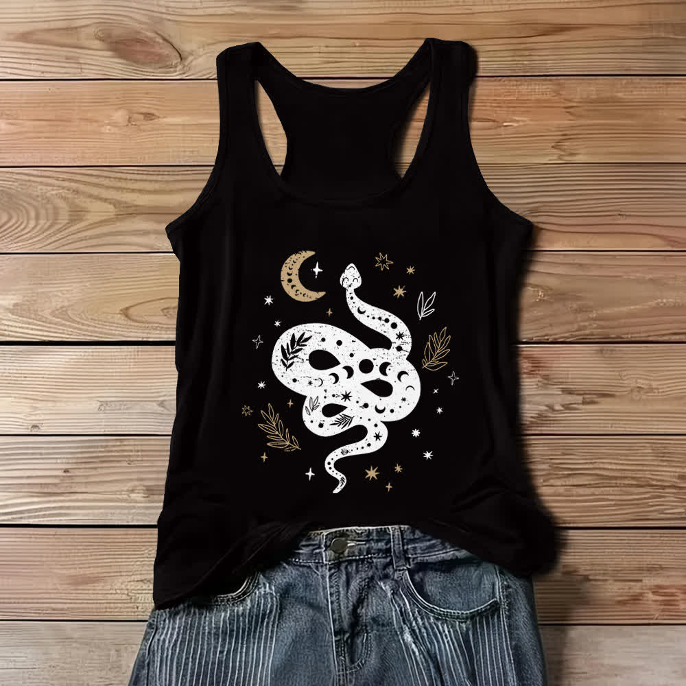 Olivenorma Damen Tank Top mit himmlischem Schlangen-Design - Schwarz - 3XL - image 3