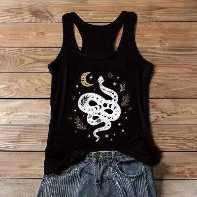 Olivenorma Damen Tank Top mit himmlischem Schlangen-Design - Schwarz - 3XL - image 3