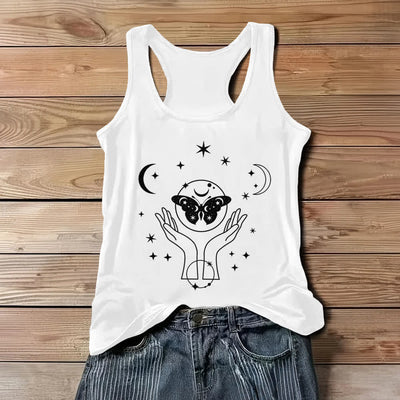 Olivenorma Celestial Butterfly Lunar Prayer Hands Tank Top - Weiß - 3XL - image 3