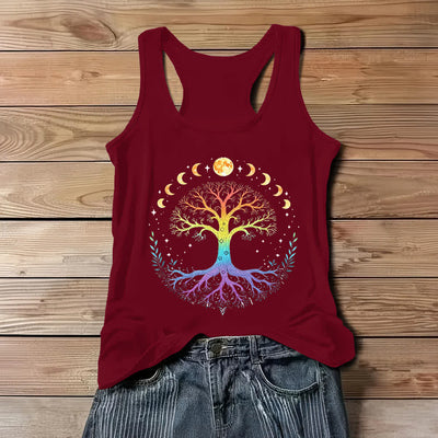 Olivenorma Elastisches, lockeres Tanktop mit Lebensbaum - Rot - 3XL - image 7