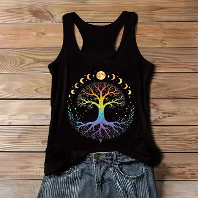 Olivenorma Elastisches, lockeres Tanktop mit Lebensbaum - Schwarz - 3XL - image 1