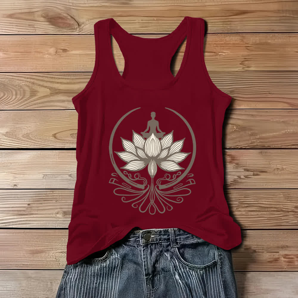 Olivenorma Rundhalsausschnitt für Lotus-Meditation-Tanktop - Rot - 3XL - image 7