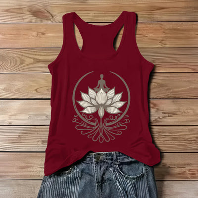 Olivenorma Rundhalsausschnitt für Lotus-Meditation-Tanktop - Rot - 3XL - image 7