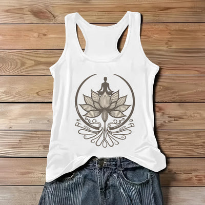 Olivenorma Rundhalsausschnitt für Lotus-Meditation-Tanktop - Weiß - 3XL - image 1