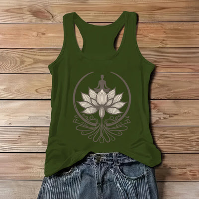 Olivenorma Rundhalsausschnitt für Lotus-Meditation-Tanktop - Grün - 3XL - image 9