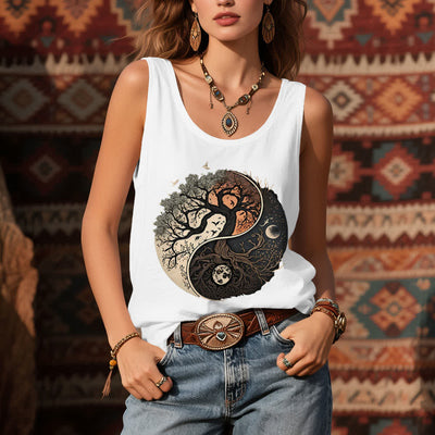 Olivenorma – Ärmelloses Tanktop mit Yin-Yang-Baum-Print - image 4