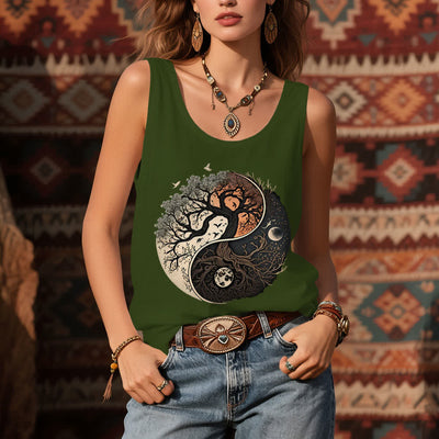 Olivenorma – Ärmelloses Tanktop mit Yin-Yang-Baum-Print - image 10