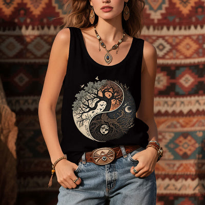 Olivenorma – Ärmelloses Tanktop mit Yin-Yang-Baum-Print - image 2