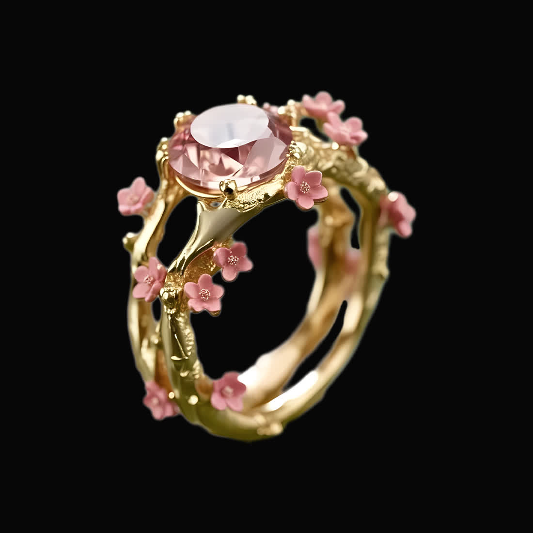 Olivenorma Enchanted Sakura Grove Rosenquarz Ring - Golden - US 10 - image 8