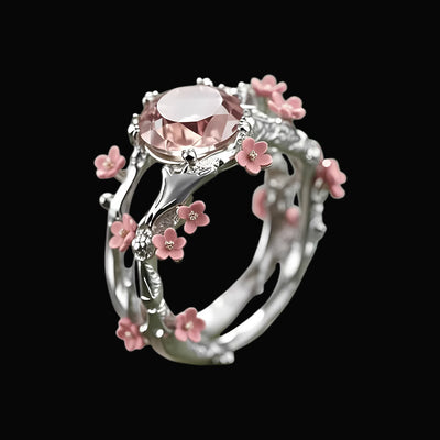 Olivenorma Enchanted Sakura Grove Rosenquarz Ring - Silberfarbe - US 10 - image 7