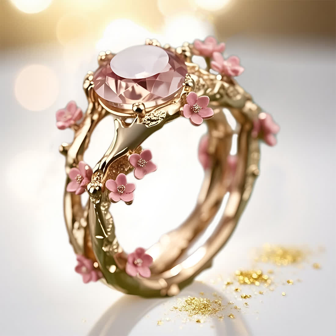 Olivenorma Enchanted Sakura Grove Rosenquarz Ring - Roségold - US 10 - image 1