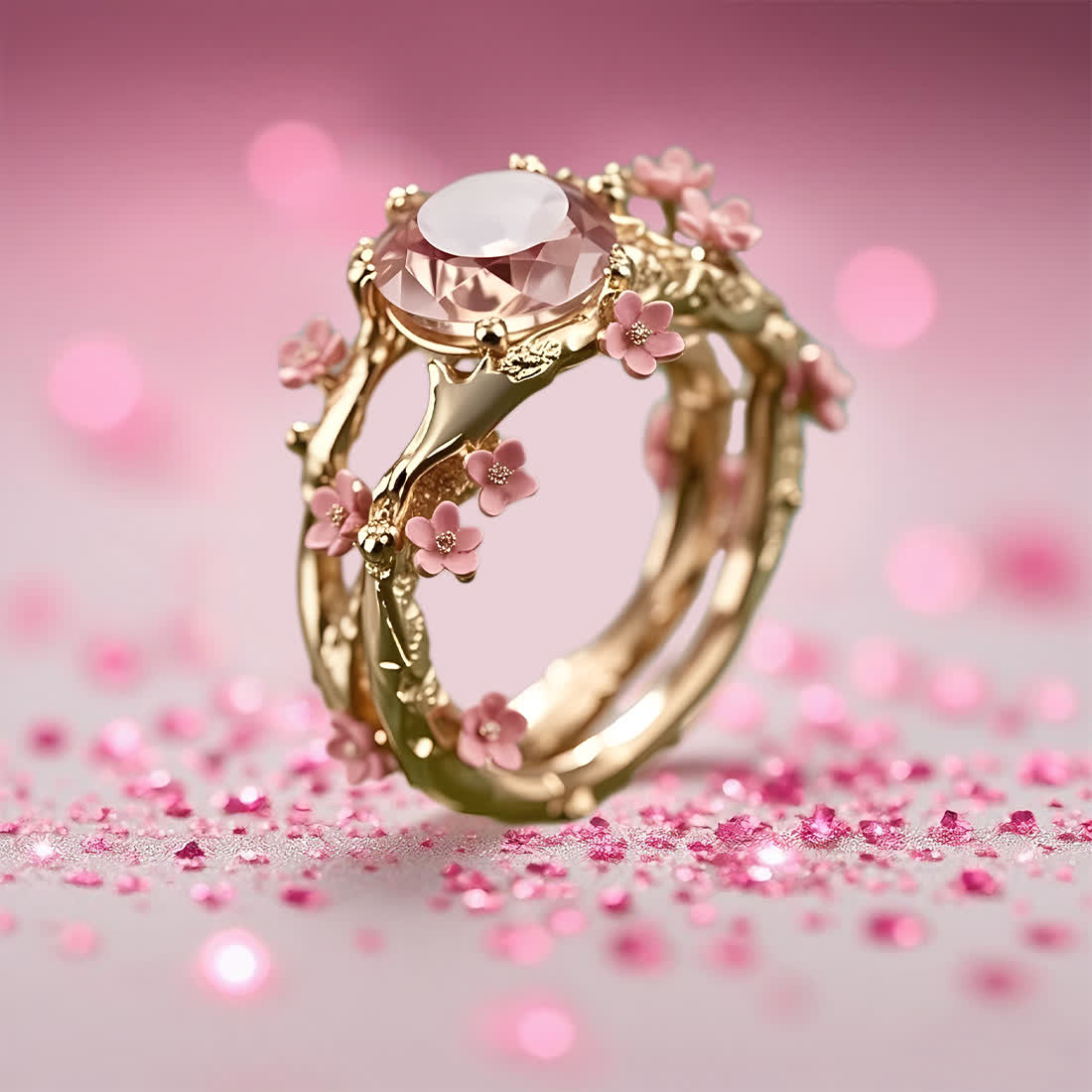 Olivenorma Enchanted Sakura Grove Rosenquarz Ring - image 3