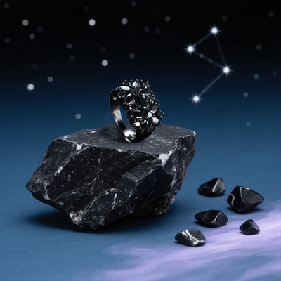 Olivenorma Cassiopeias Schatten-Obsidian-Blumenring - image 4