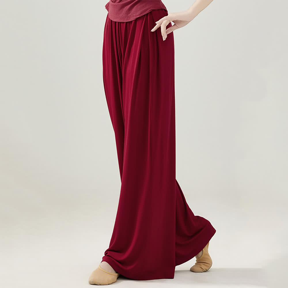 Olivenorma Modal Bequeme Drape Yoga Dance Gerade Hose - Rot - 2XL - image 18