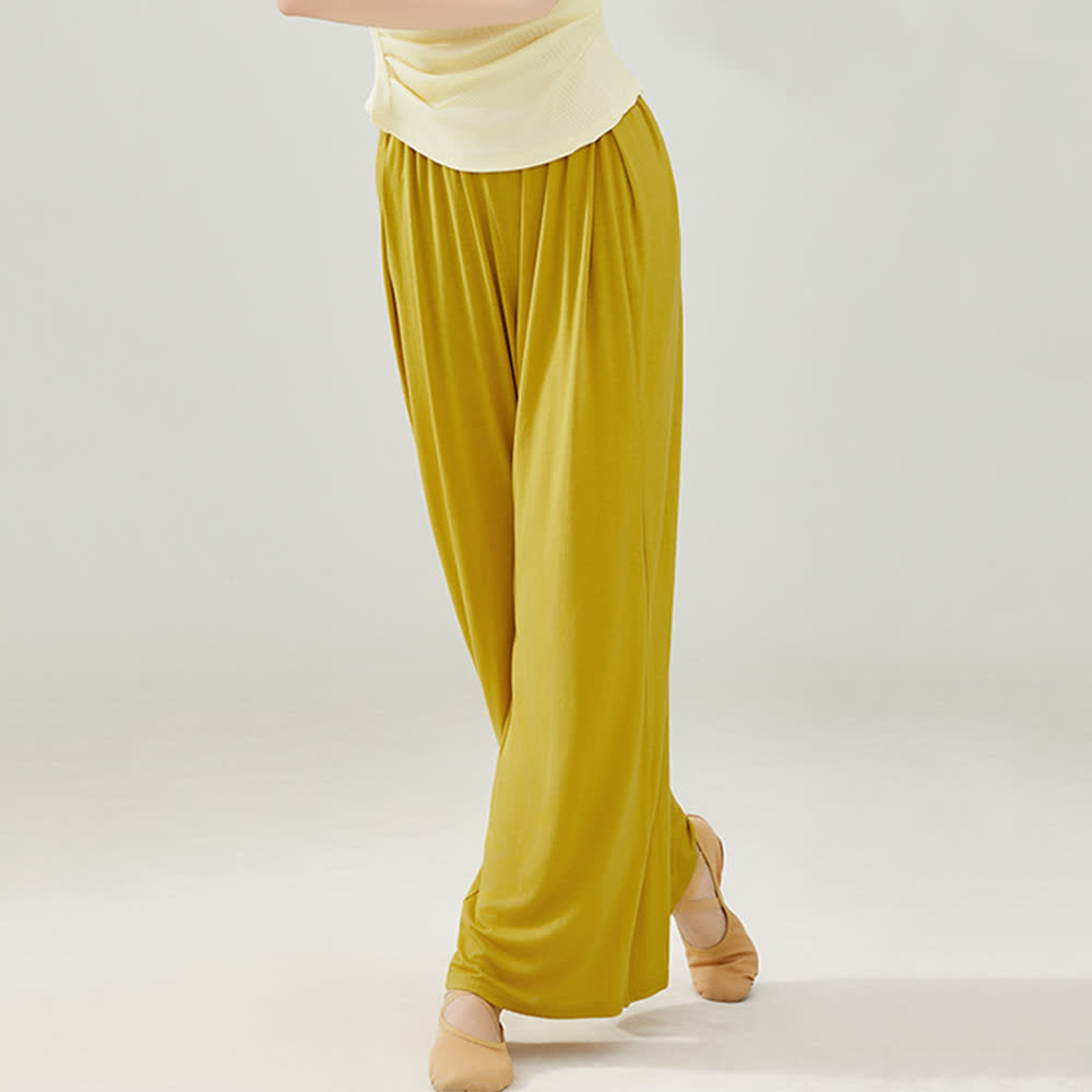 Olivenorma Modal Bequeme Drape Yoga Dance Gerade Hose - Gelb - 2XL - image 8