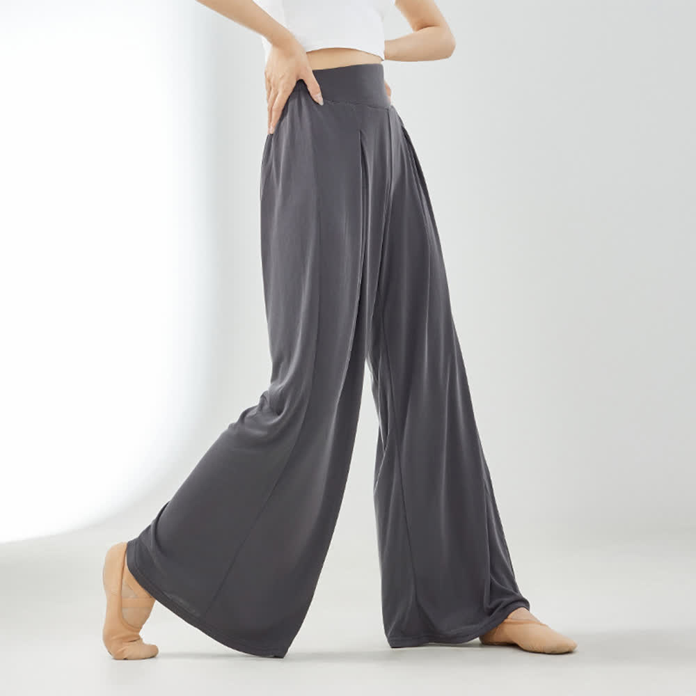 Olivenorma Cuprammonium Rayon Drape Yoga Dance Wide-Leg-Hose - Grau - XL - image 3