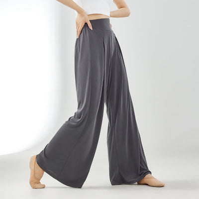 Olivenorma Cuprammonium Rayon Drape Yoga Dance Wide-Leg-Hose - Grau - XL - image 3