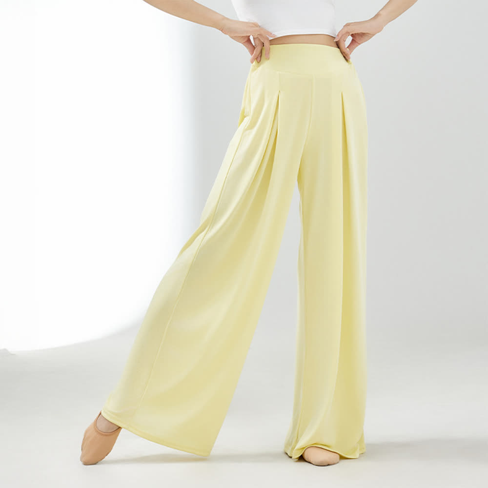 Olivenorma Cuprammonium Rayon Drape Yoga Dance Wide-Leg-Hose - Gelb - XL - image 1