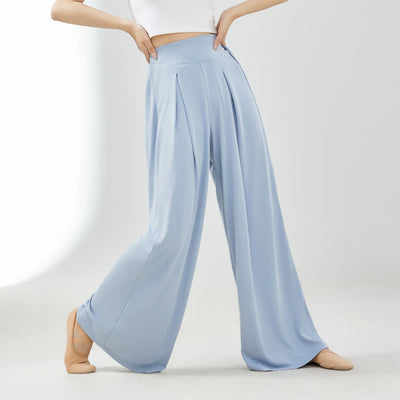 Olivenorma Cuprammonium Rayon Drape Yoga Dance Wide-Leg-Hose - Blau - XL - image 6