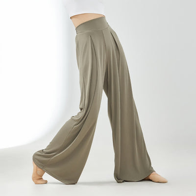 Olivenorma Cuprammonium Rayon Drape Yoga Dance Wide-Leg-Hose - Khaki - XL - image 11