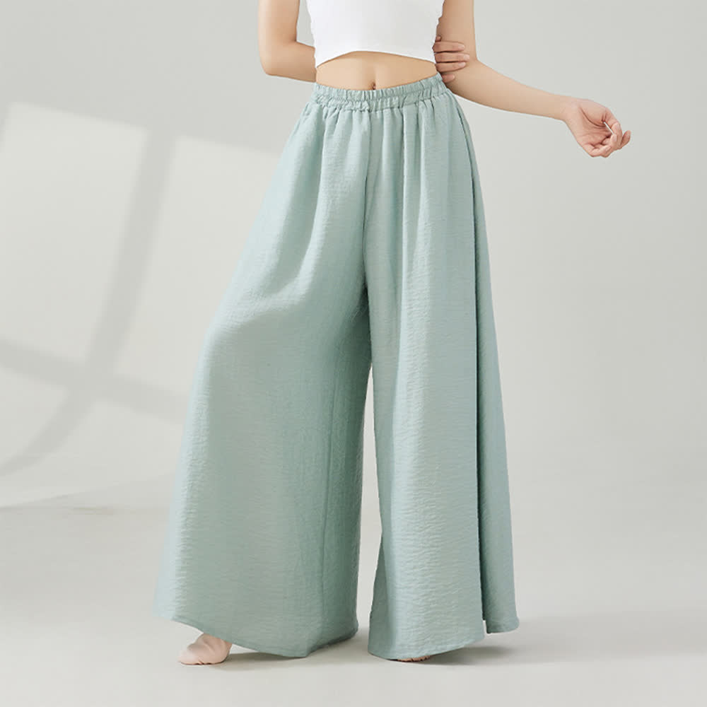 Olivenorma – Drapierte Yoga-Hose aus Viskose mit weitem Bein - Grün - Einheitsgröße - image 10