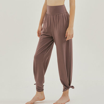 Olivenormafor Jogginghose mit hoher Taille und lockerer Passform, Yogahose mit weitem Bein - Lila - L - image 1
