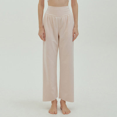 Olivenormafor Jogginghose mit hoher Taille und lockerer Passform, Yogahose mit weitem Bein - BlumenWeiß - L - image 30