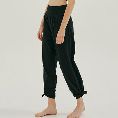 Olivenormafor Jogginghose mit hoher Taille und lockerer Passform, Yogahose mit weitem Bein - Schwarz - L - image 7