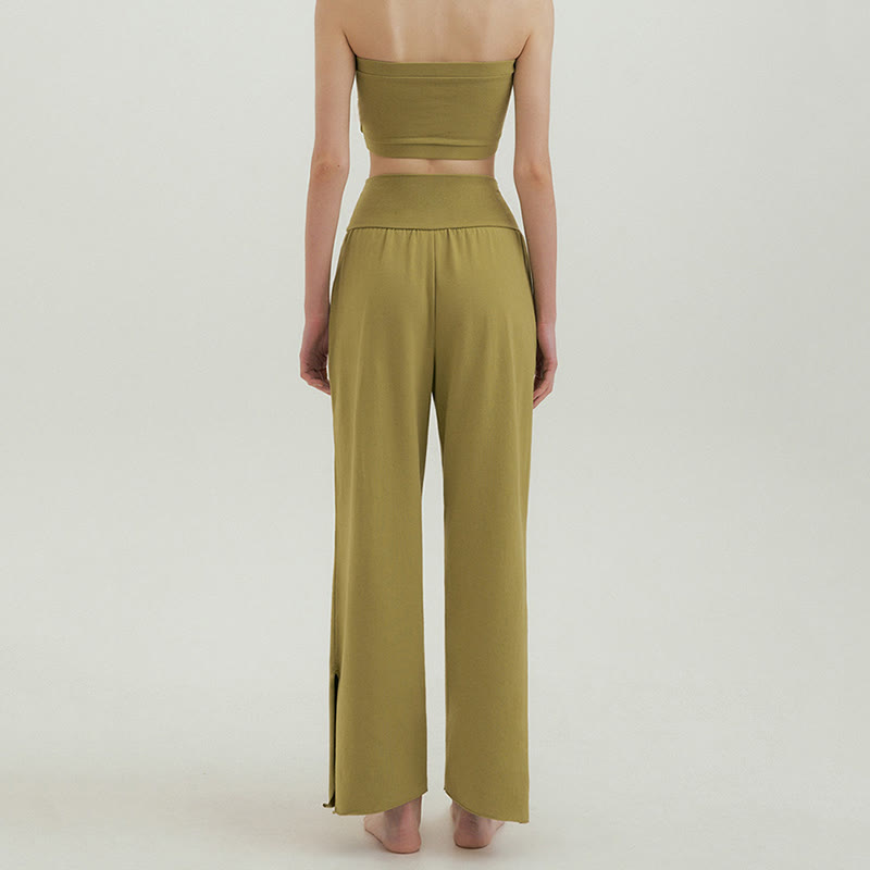 Olivenormafor Jogginghose mit hoher Taille und lockerer Passform, Yogahose mit weitem Bein - image 38