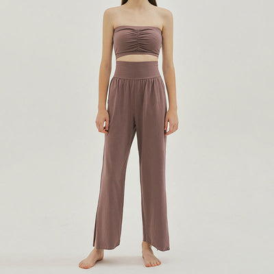 Olivenormafor Jogginghose mit hoher Taille und lockerer Passform, Yogahose mit weitem Bein - image 3