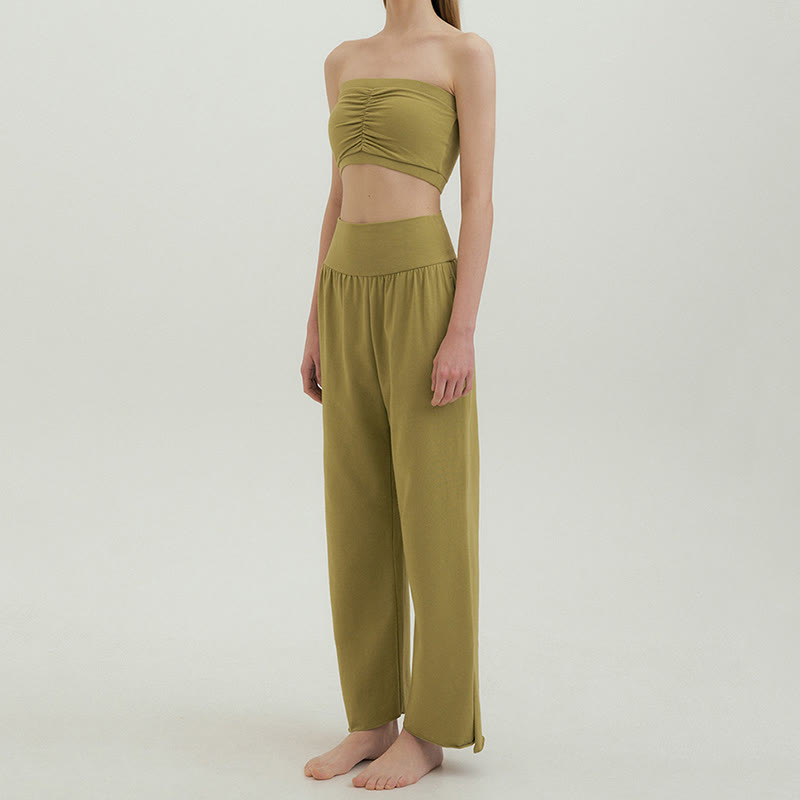 Olivenormafor Jogginghose mit hoher Taille und lockerer Passform, Yogahose mit weitem Bein - image 37