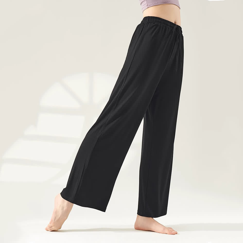 Olivenorma Modal Yogahose mit geradem Bein und weitem Bein - Schwarz - XL - image 1