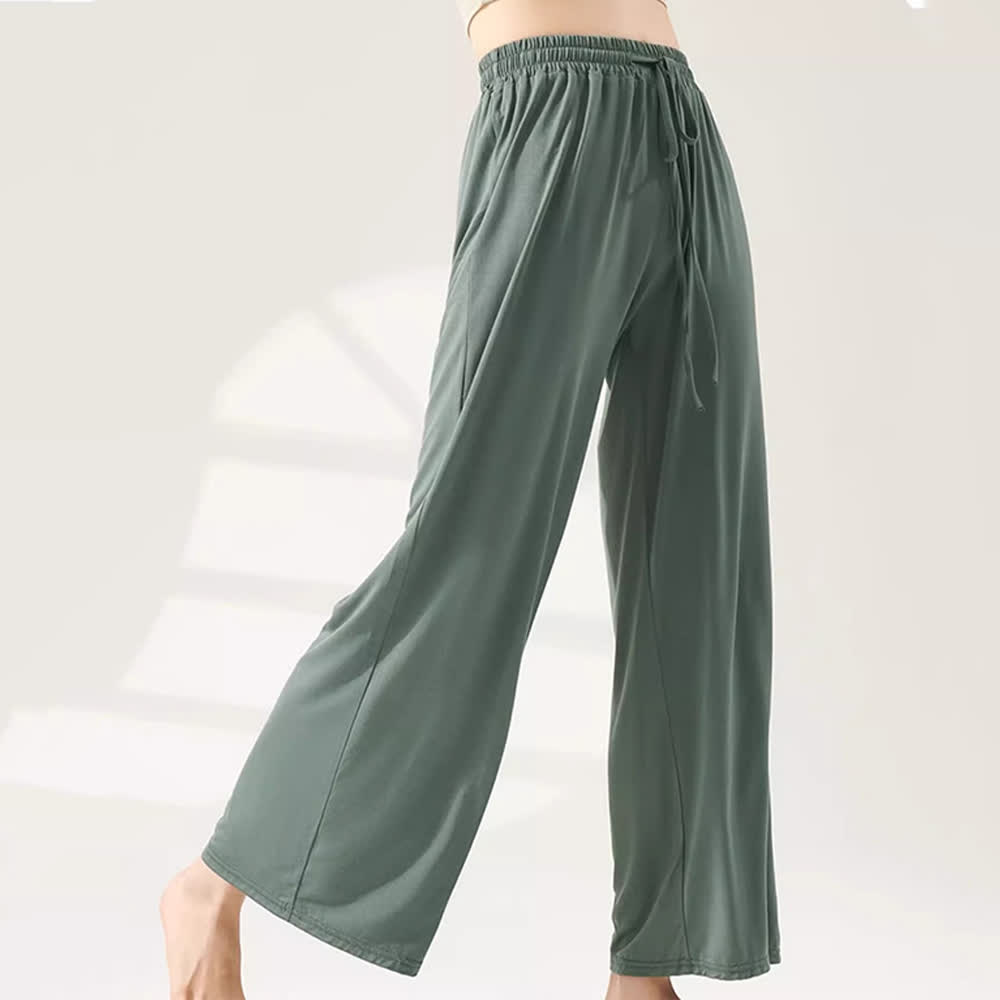 Olivenorma Modal Yogahose mit geradem Bein und weitem Bein - Graugrün - XL - image 12