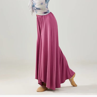 Olivenorma Modal Lockere, fließende Yogahose mit Rüschen - Lila-Rosa - XL - image 7