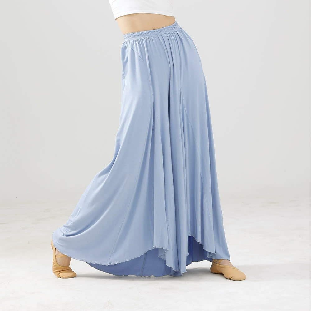 Olivenorma Modal Lockere, fließende Yogahose mit Rüschen - Himmelblau - XL - image 9