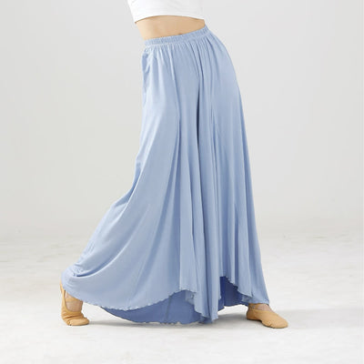 Olivenorma Modal Lockere, fließende Yogahose mit Rüschen - Himmelblau - XL - image 9