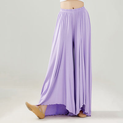 Olivenorma Modal Lockere, fließende Yogahose mit Rüschen - Lila - XL - image 13