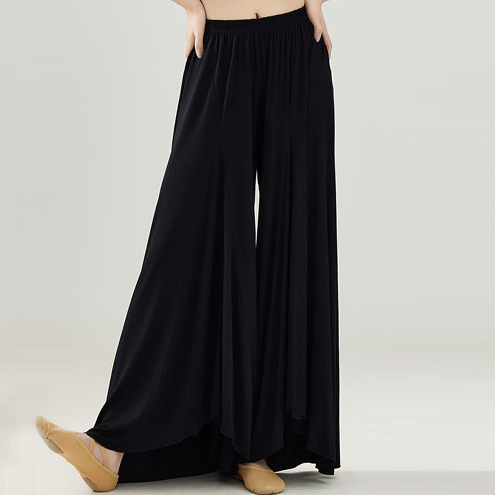 Olivenorma Modal Lockere, fließende Yogahose mit Rüschen - Schwarz - XL - image 12