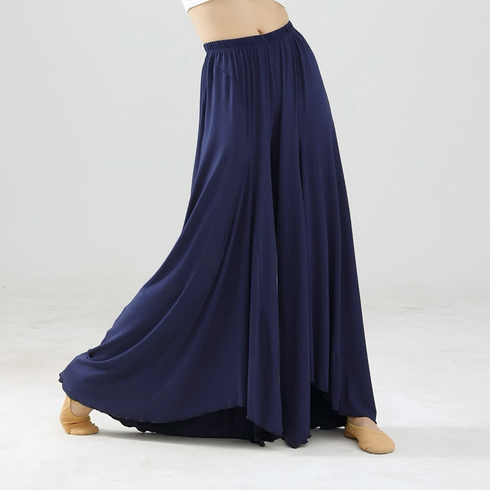 Olivenorma Modal Lockere, fließende Yogahose mit Rüschen - Marineblau - XL - image 10