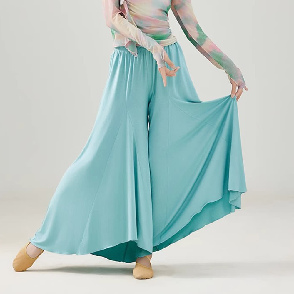 Olivenorma Modal Lockere, fließende Yogahose mit Rüschen - Seeblau - XL - image 5