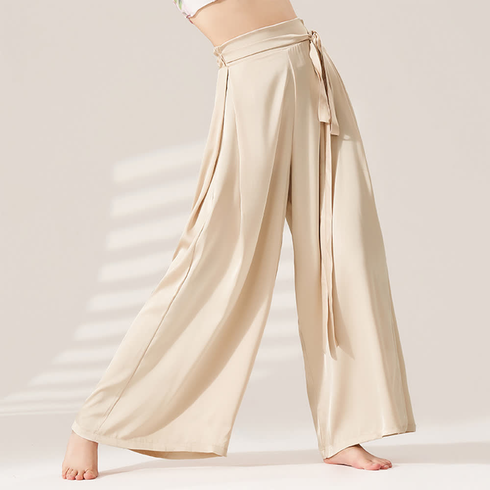Olivenorma Polyester Fließende, lockere Yogahose mit weitem Bein - Beige - XL - image 1