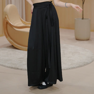 Olivenorma Polyester Fließende, lockere Yogahose mit weitem Bein - Schwarz - XL - image 17