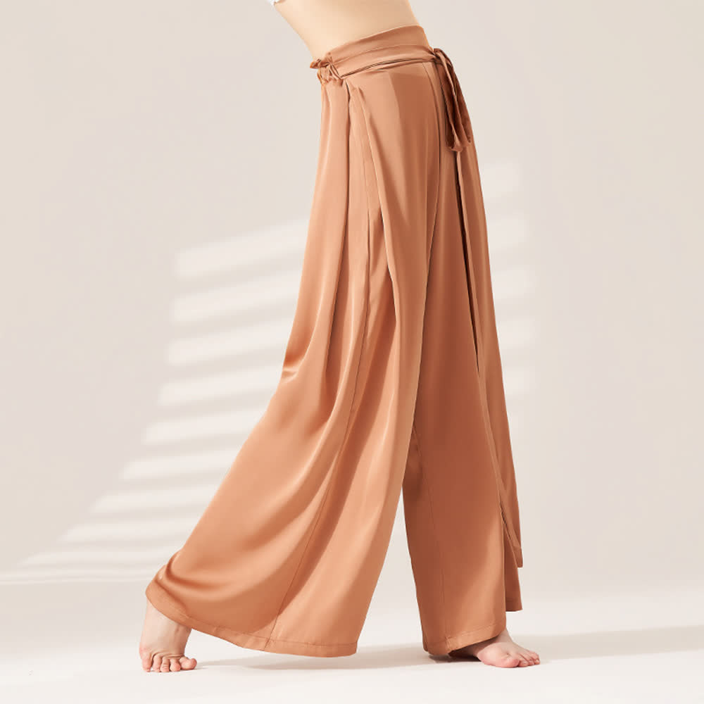 Olivenorma Polyester Fließende, lockere Yogahose mit weitem Bein - Orange - XL - image 13