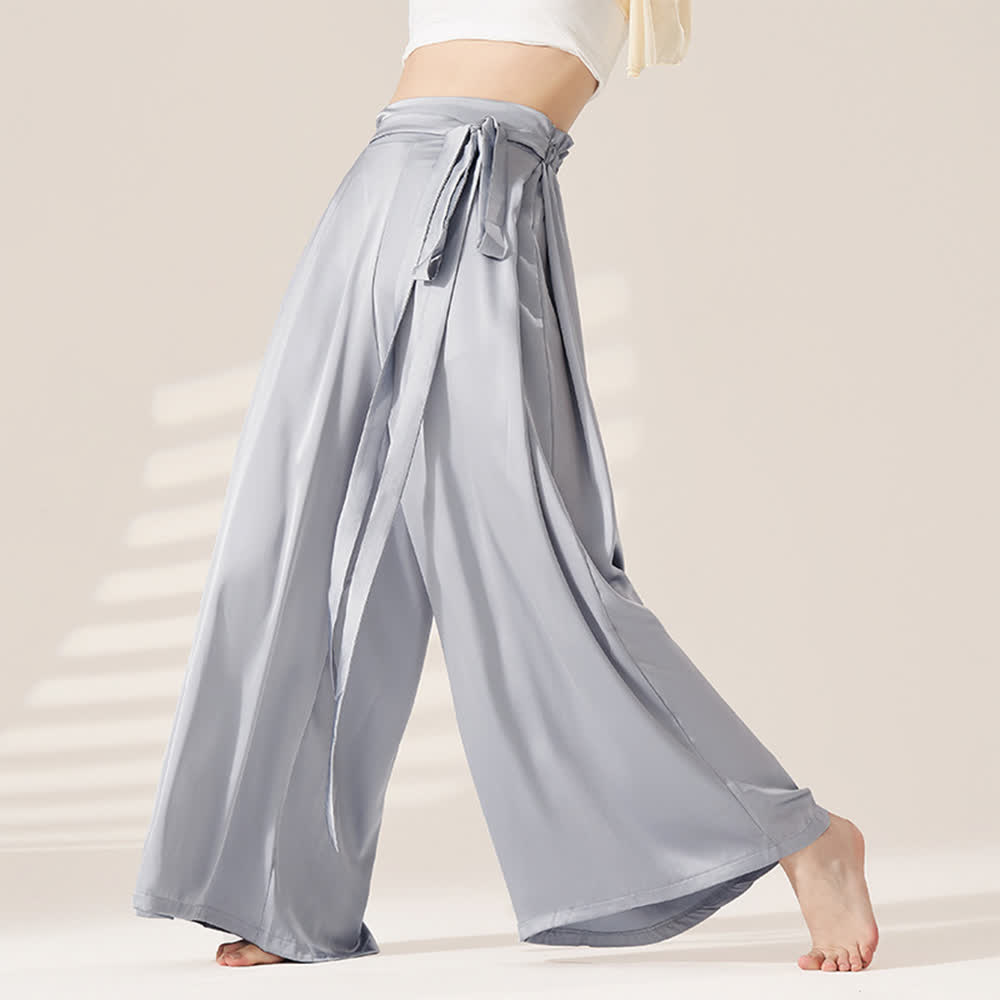 Olivenorma Polyester Fließende, lockere Yogahose mit weitem Bein - Graublau - XL - image 8