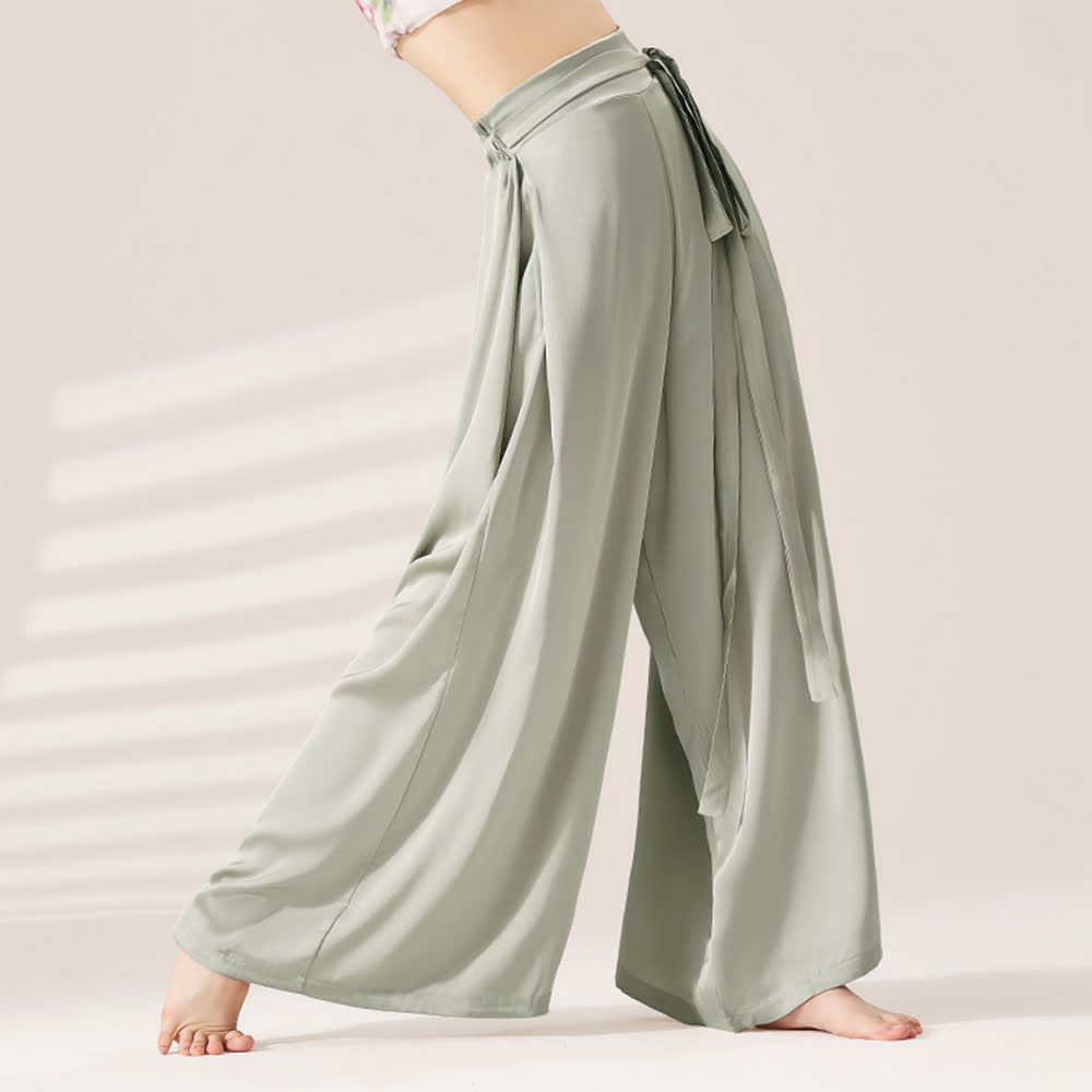 Olivenorma Polyester Fließende, lockere Yogahose mit weitem Bein - Graugrün - XL - image 5