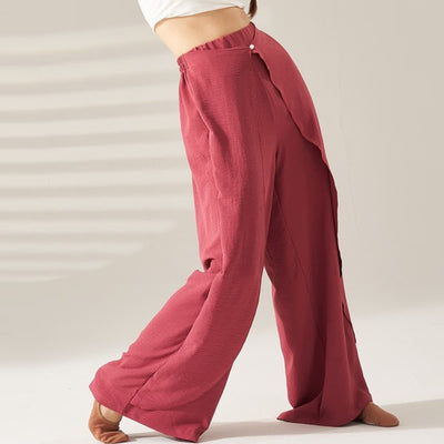 Olivenorma Polyester Fließende, elastische Yogahose mit weitem Bein - image 2