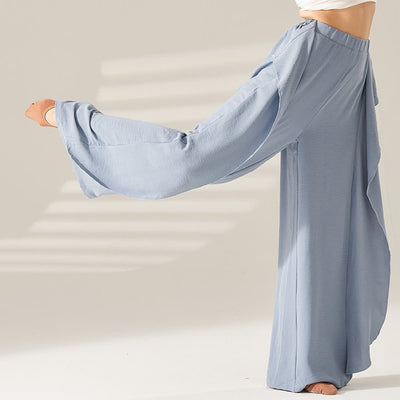 Olivenorma Polyester Fließende, elastische Yogahose mit weitem Bein - image 4