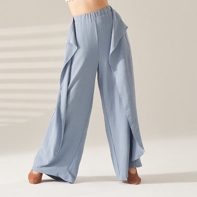 Olivenorma Polyester Fließende, elastische Yogahose mit weitem Bein - Blau - XL - image 3