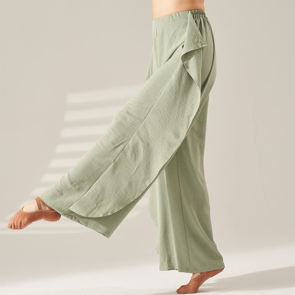 Olivenorma Polyester Fließende, elastische Yogahose mit weitem Bein - image 6