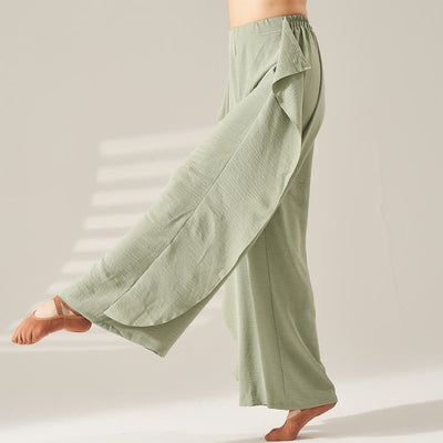 Olivenorma Polyester Fließende, elastische Yogahose mit weitem Bein - image 6